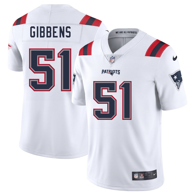 Men's New England Patriots #51 Jack Gibbens White 2025 Vapor Limited Stitched Football Jersey